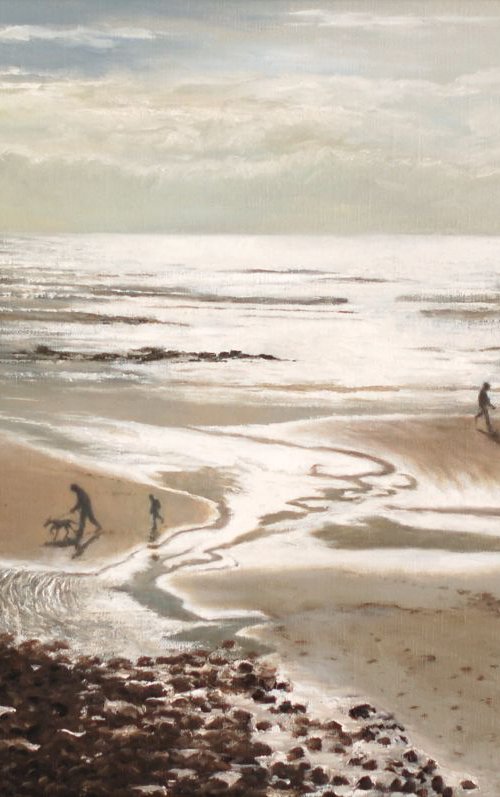 Where the Sea Meets The Sky - Winter on Charmouth Beach II by Andrew McNeile Jones