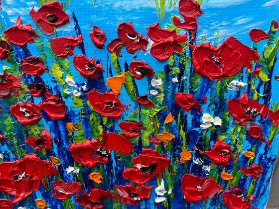 Red poppies at the meadow