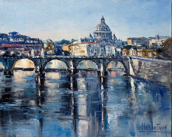 "Rome", city landscape, St. Angelo Bridge, Italy