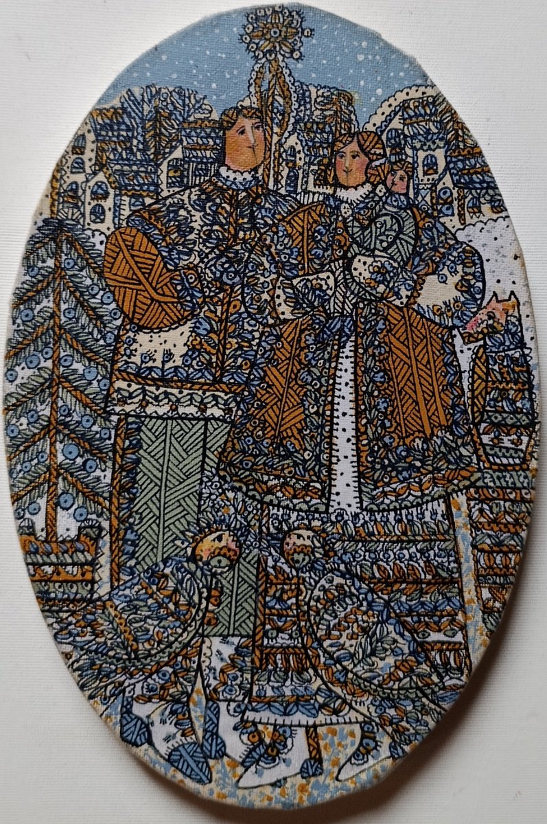 Naive Portrait Acrylic Painting By Tetiana Osadchuk, 8 X 12", Winter Fairy Tale, Original Artwork