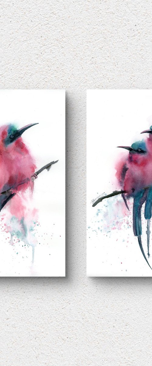 Bee Eaters - Diptych by Olga Tchefranov (Shefranov)