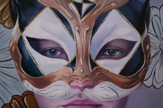 "Portrait of a young man in a mask"