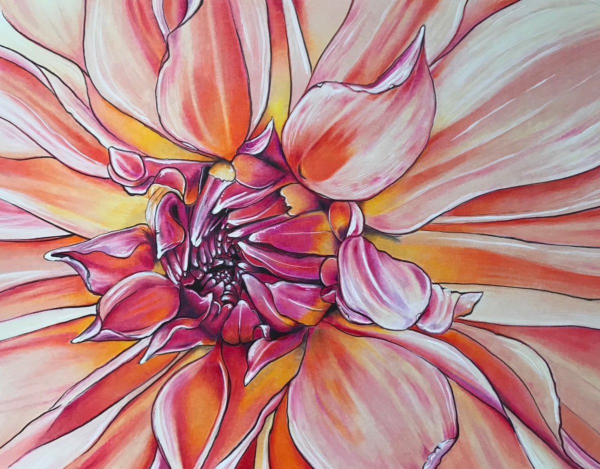 Illustrative Painting , The Floral Heart By Karen Elaine Evans, 12 X 10, Artwork For Sale On Artfinder