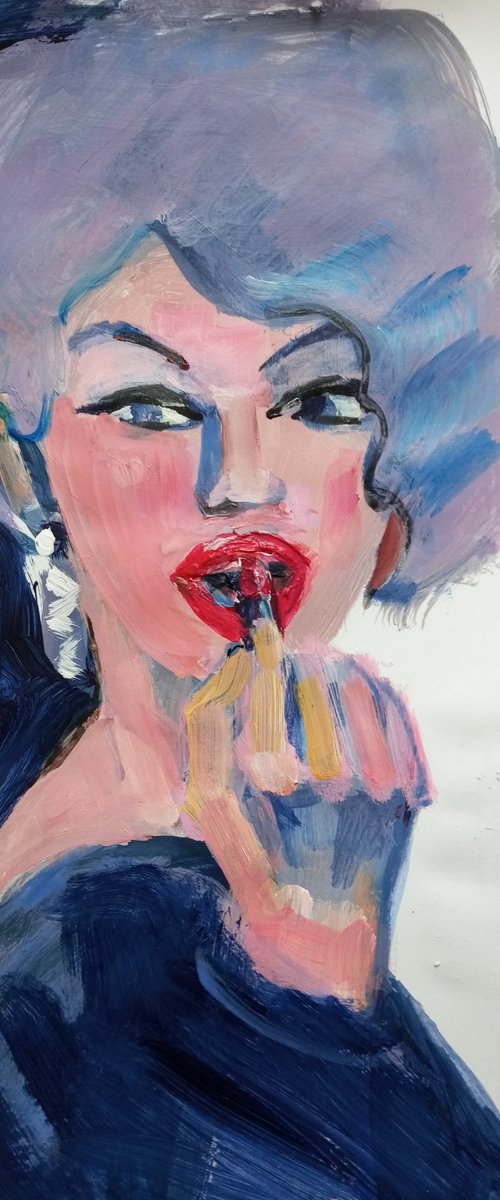 Portrait with lipstick by Oxana Raduga