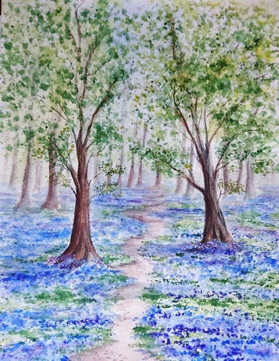 Bluebell woods 2   16"x12" mounted
