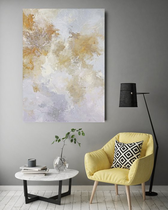 "Thinness" Abstract acrylic flower line art