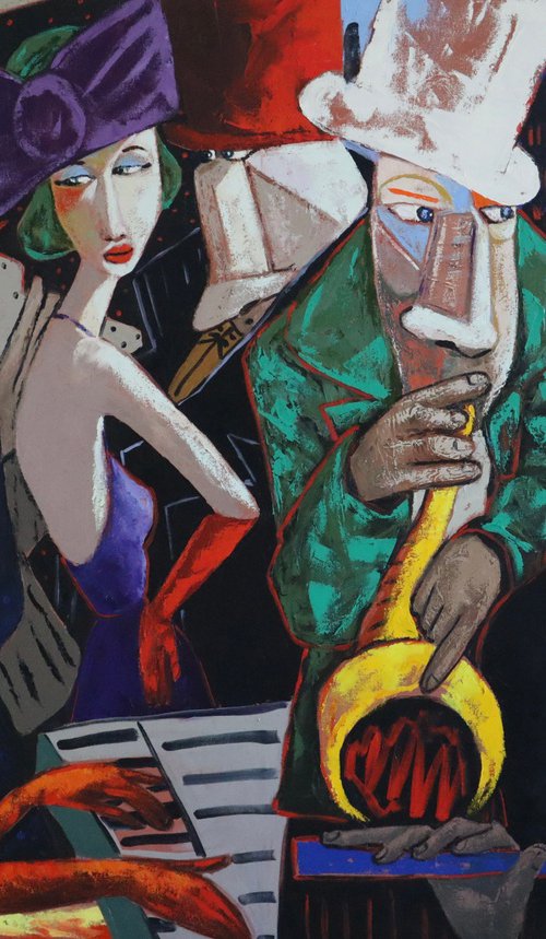 Lady in Red with her Jazz Band by Ta Byrne