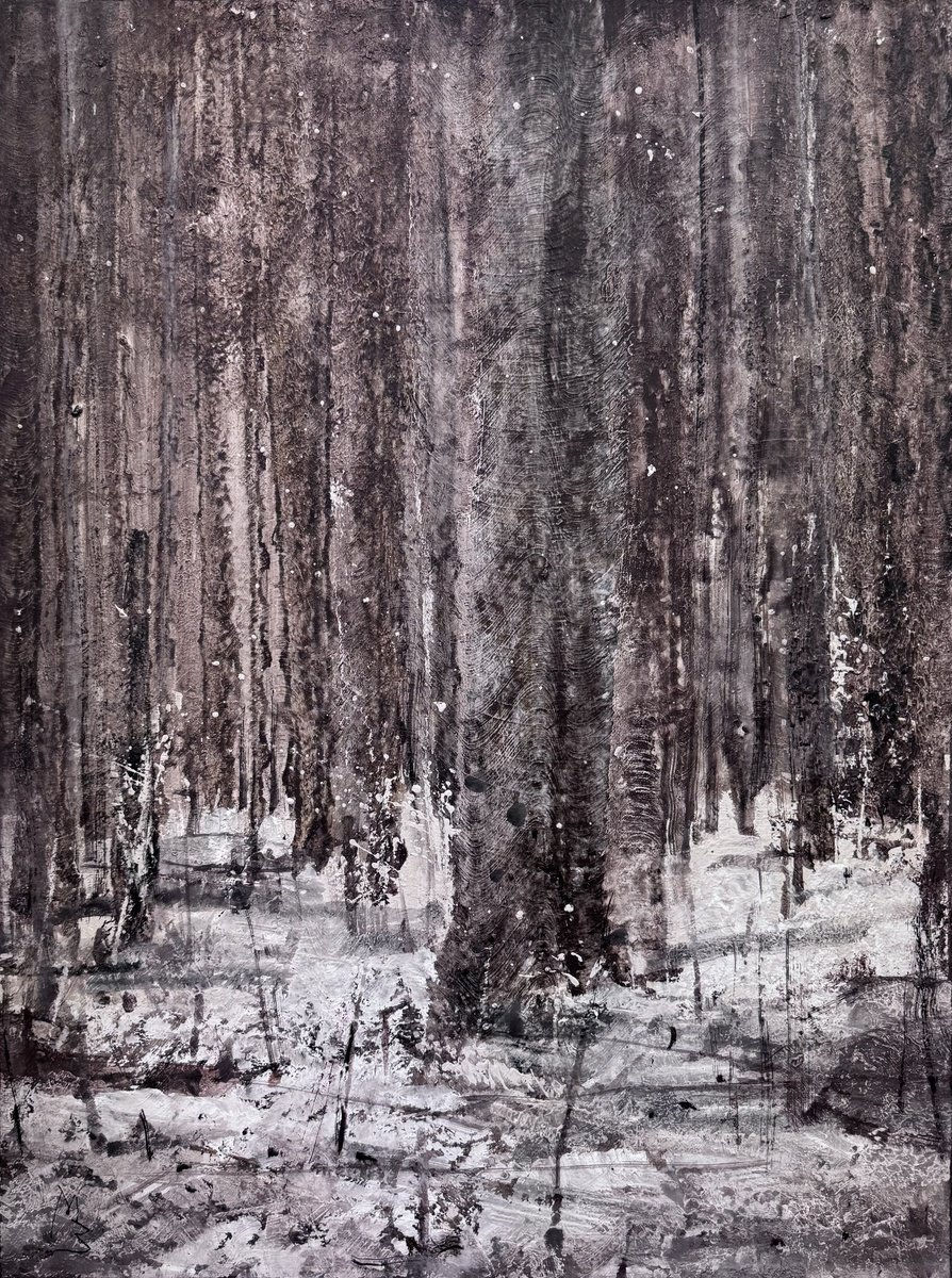 Landscape Oil Painting By Milan Baltic, 24 X 31", Into The Woods 2, Original Artwork