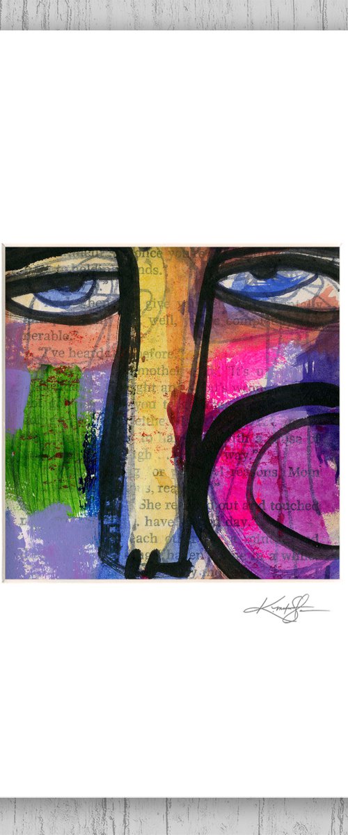 Funky Face 2020 -1 Mixed Media Painting in mat by Kathy Morton Stanion by Kathy Morton Stanion