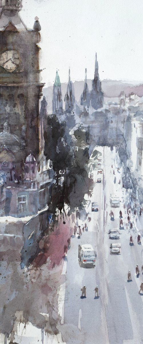 Princess street ,Edinburgh by Goran Žigolić Watercolors