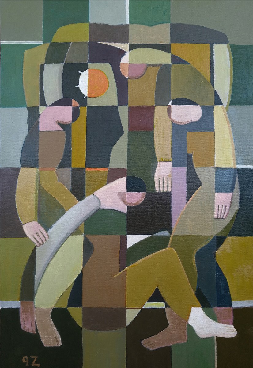 Expressive Portrait Oil Painting By Gegham Hunanyan, 16 X 24, Eternal Cycle, Original Artwork