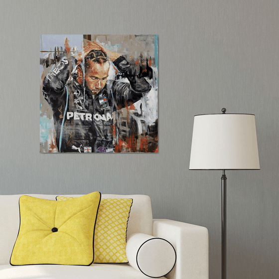 Lewis GOAT Original Painting Luxury Art Street Art Formula 1 F1 Racing Driver Champion Contemporary Art Semi Abstract BLM