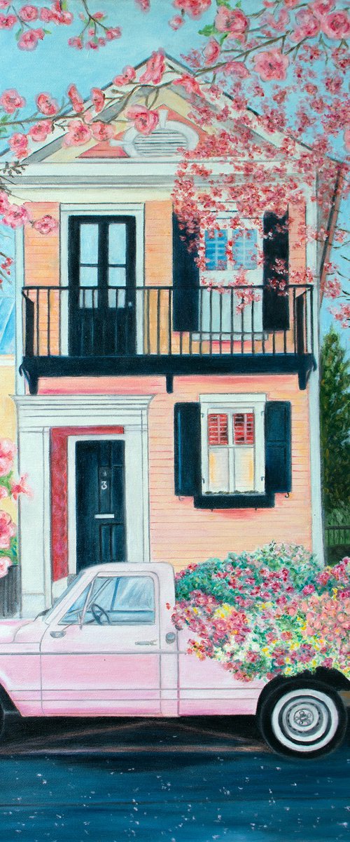 Spring came by Vera Melnyk - (Cityscape oil painting, Modern Home Decor, gift) by Vera Melnyk