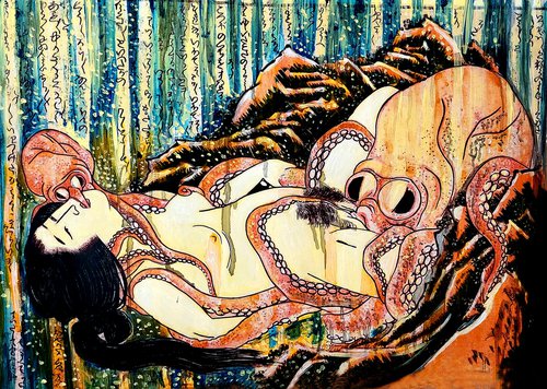 Lucid Dream of Fisherman Wife After Hokusai by Alex Solodov