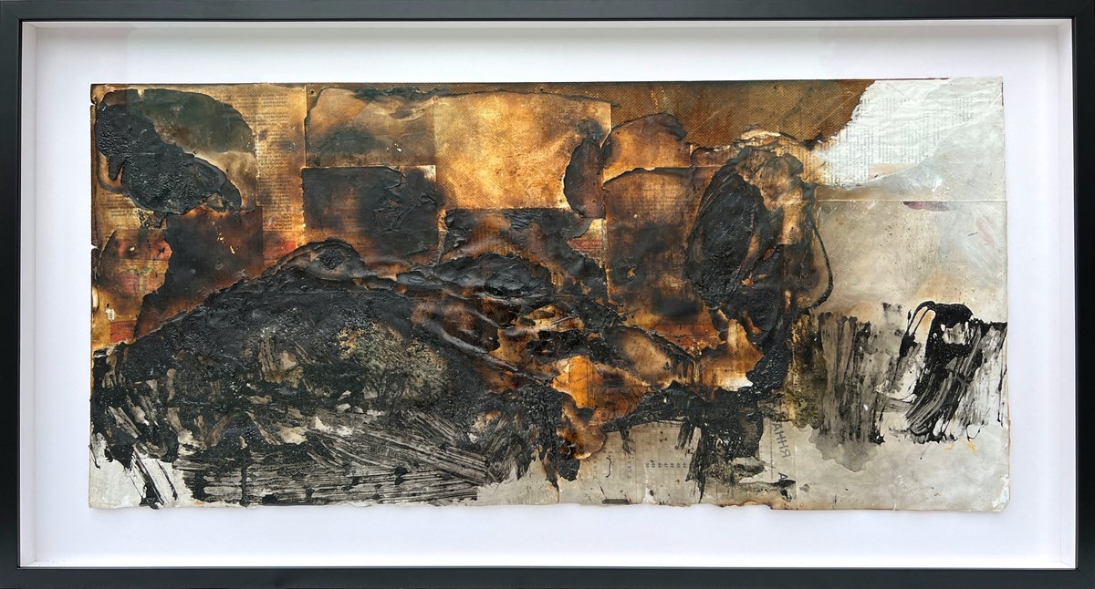 Abstract Landscape Sculpture By Zakhar Shevchuk, 40 X 22", Burned Out Land - I, Original Artwork