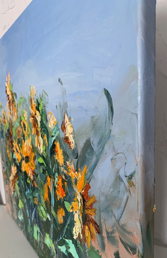 Blooming meadow,sunflowers.