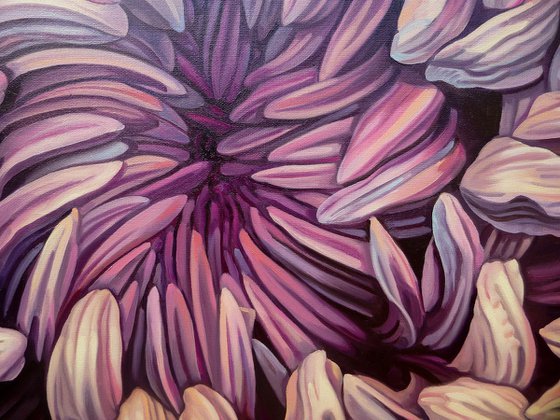 40" Purple Flower / Large Floral Oil Painting on canvas