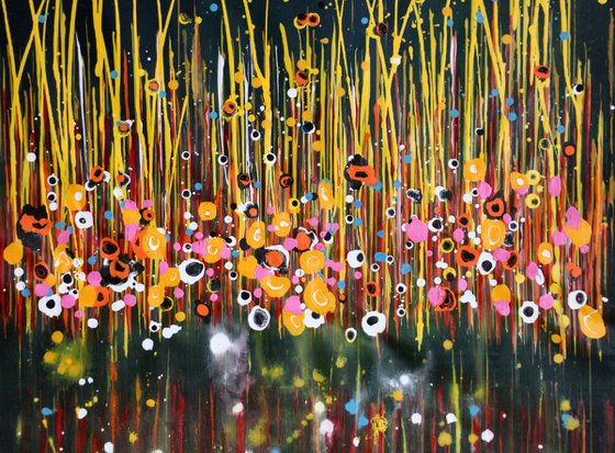 "Technicolor Dream" #25- Large original abstract floral painting