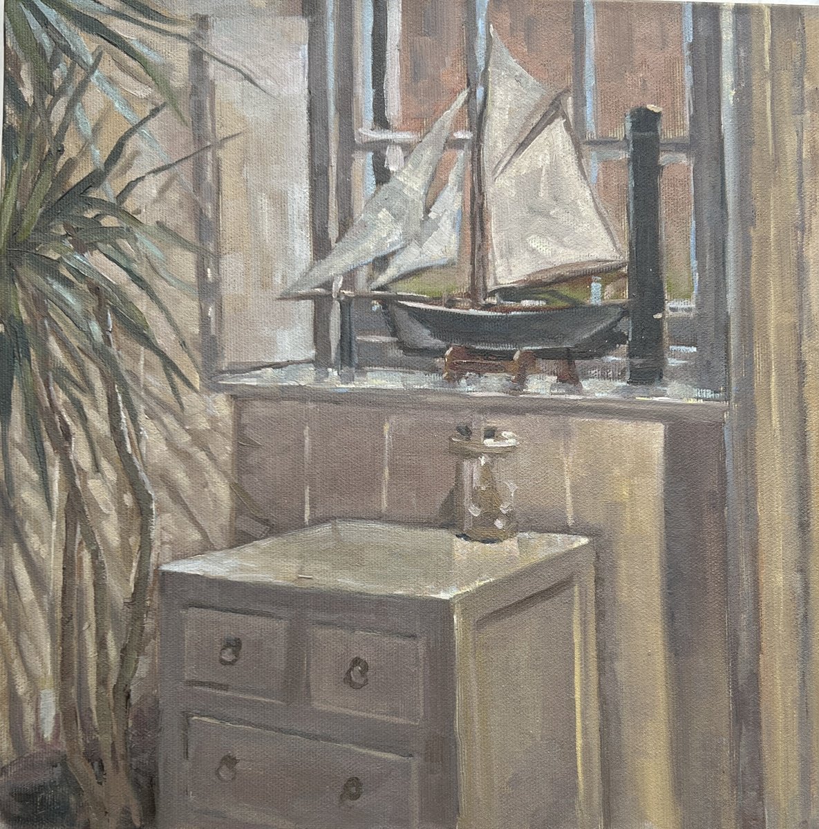 Cottage interior with window by Louise Gillard