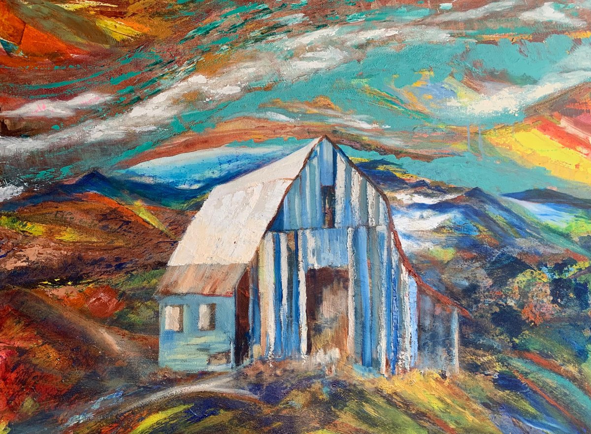 Blue Barn by Rita Schwab