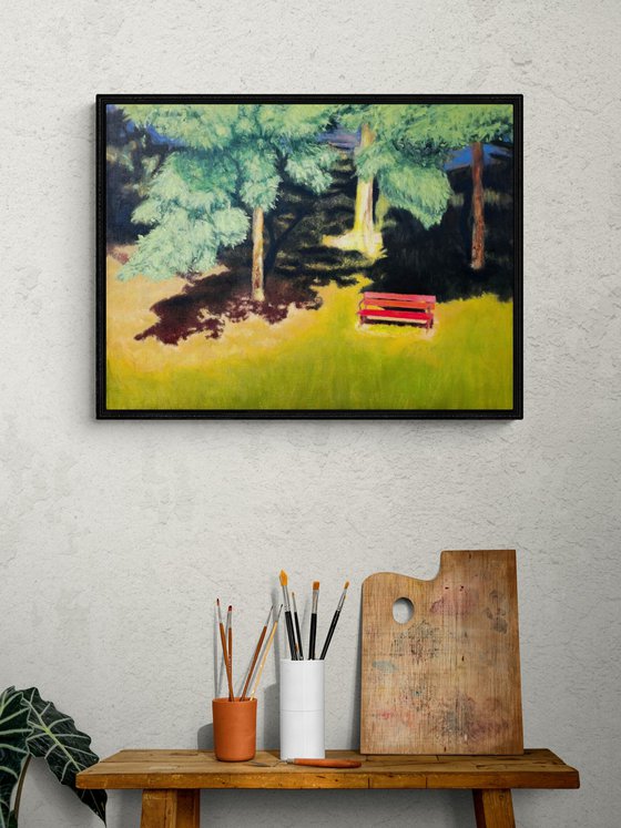 Wooden Bench in the Summer