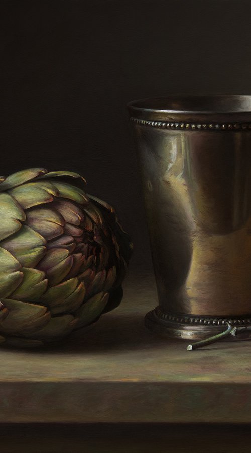 Artichoke with Pewter Cup by Albert Kechyan