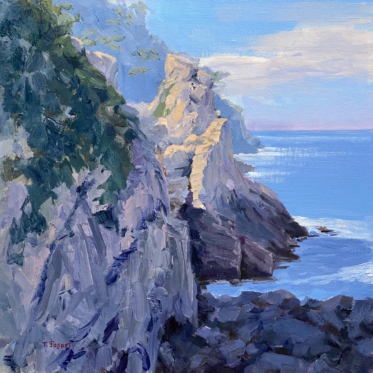 Impressionistic Landscape Oil Painting By Tatyana Fogarty, 12 X 12", View From Cannery Point, Original Artwork