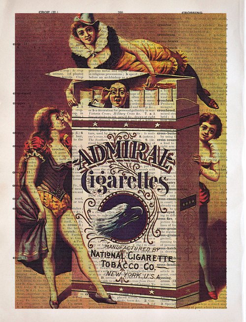 Admiral Cigarettes - Collage Art Print on Large Real English Dictionary Vintage Book Page by Jakub DK - JAKUB D KRZEWNIAK