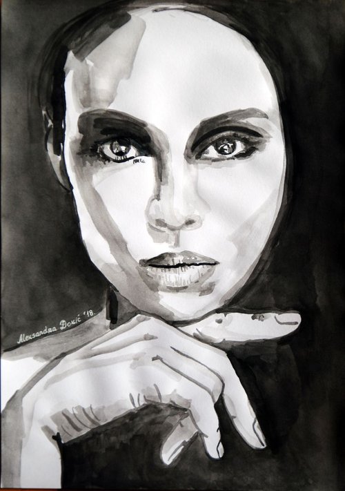 Woman with black eyes  / 42 x 29.7 cm by Alexandra Djokic