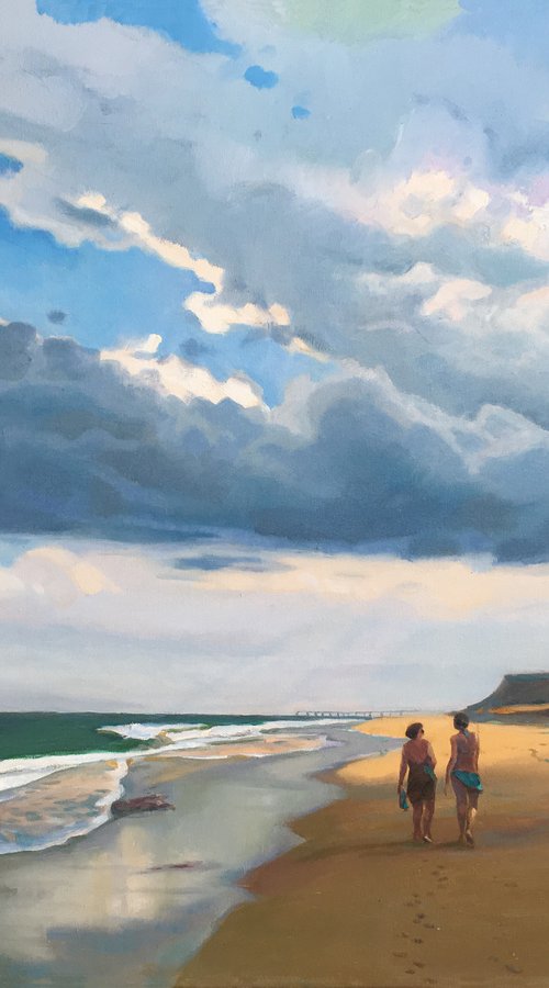 Stroll along the beach 30x40 inch Oil Bo Kravchenko by Bo Kravchenko