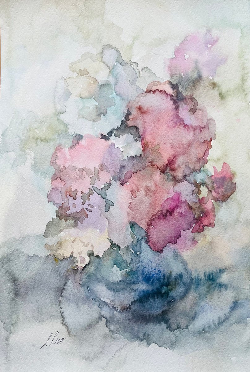Impressionistic Watercolour , Hydrangea 3 By Elena Klyan, 12 X 18, Artwork For Sale On Artfinder