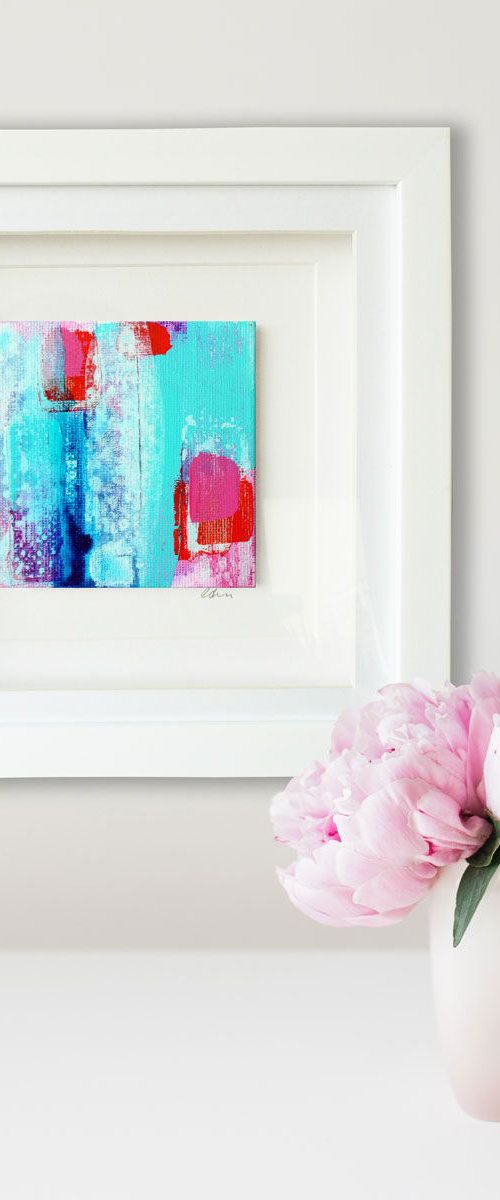 Framed ready to hang mini original abstract #204 by Carolynne Coulson