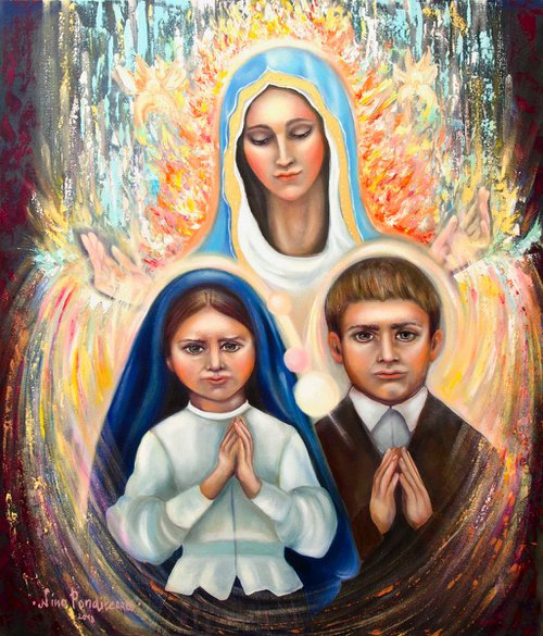 Virgin Mary in Fatima - original oil painting by Nino Ponditerra
