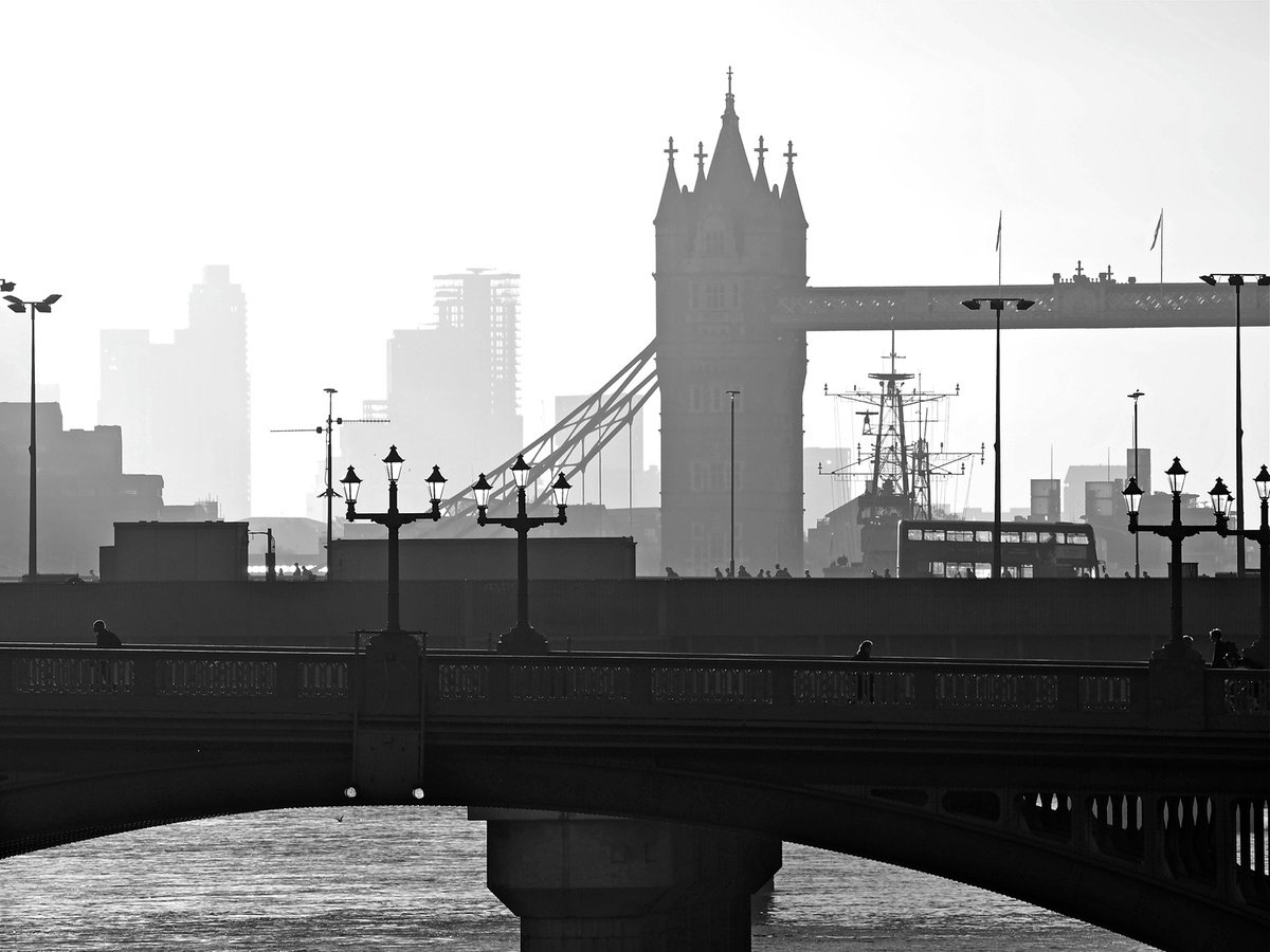 Photorealistic Cityscapes Photograph By Alex Cassels, 24 X 19, London Bridges, Original Artwork