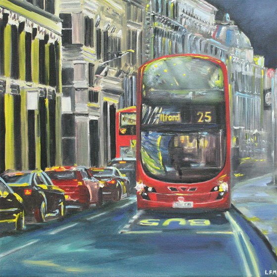 London Bus at Night
