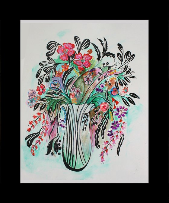 Expressive Flowers in a Vase
