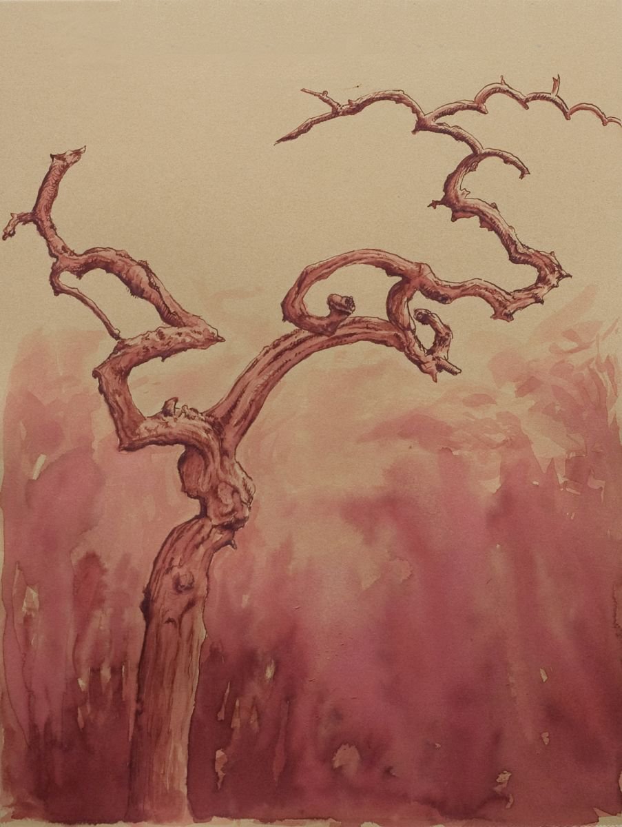 Twisted Tree in Red Ink by John Fleck