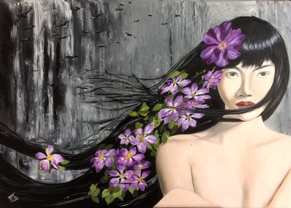 Impressionistic Portrait Oil Painting By Ira Whittaker, 28 X 20, Mystic Woman, Original Artwork