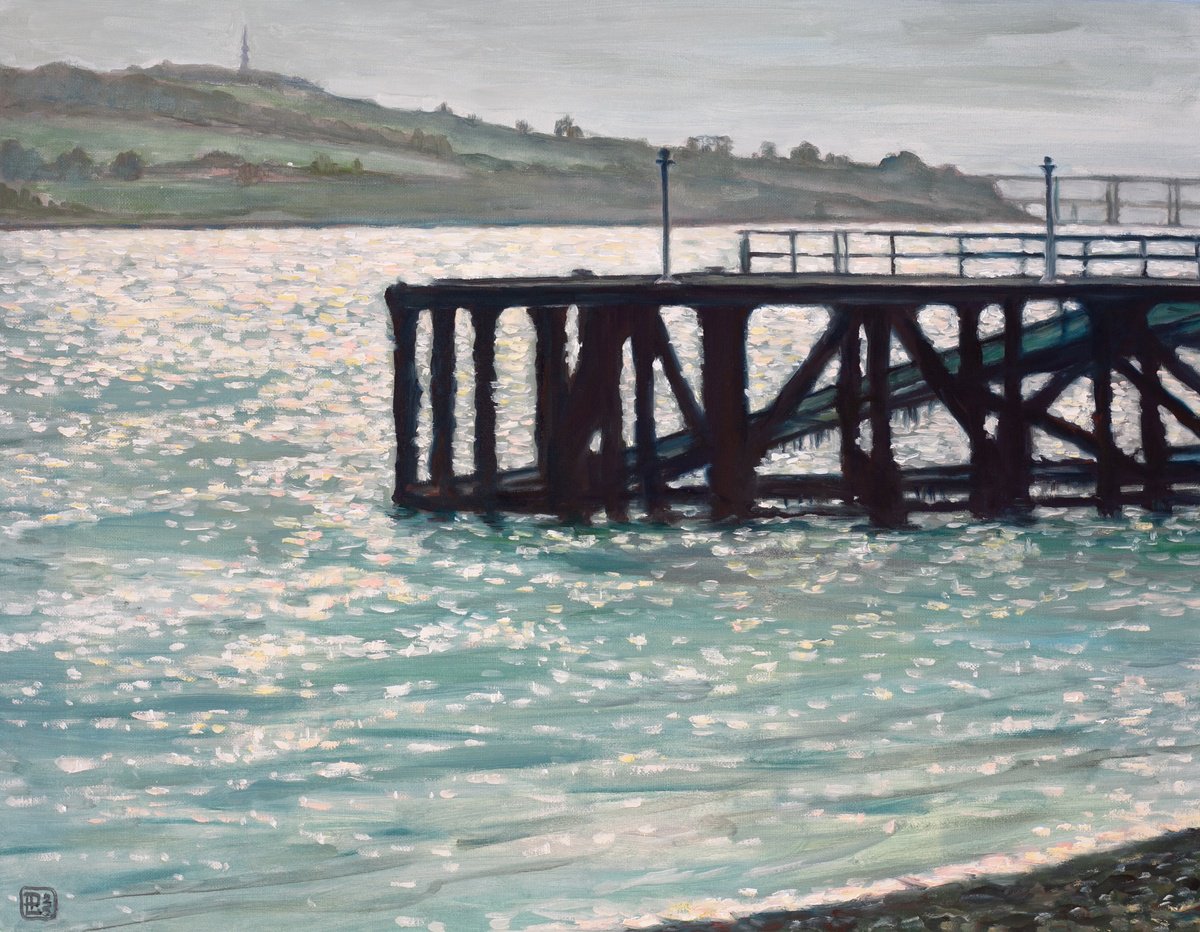 Impressionistic Landscape Oil Painting By Liudmila Pisliakova, 20 X 16", Ferry Gems, Original Artwork