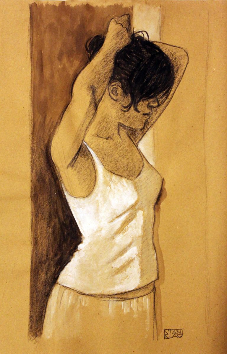 Expressive Pencil Drawing , Model_7290 By Vincenzo Stanislao, 12 X 17, Artwork For Sale On Artfinder