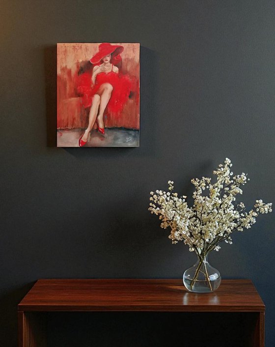 Woman with red hat