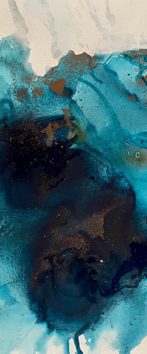 Water in Turqouise and gold by Tiny de Bruin