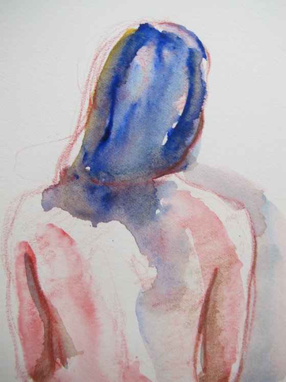 Girl with blue hair back study