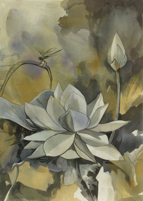 a moment at the lotus pond by Alfred  Ng