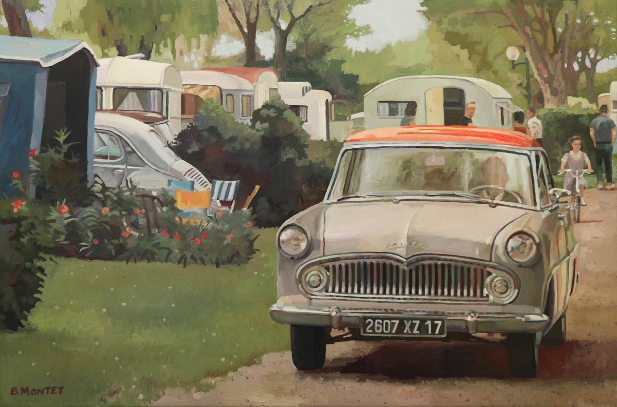 Photorealistic Landscape Oil Painting By Benoit Montet, 38 X 26, Le Temps Des Vacances , Original Artwork