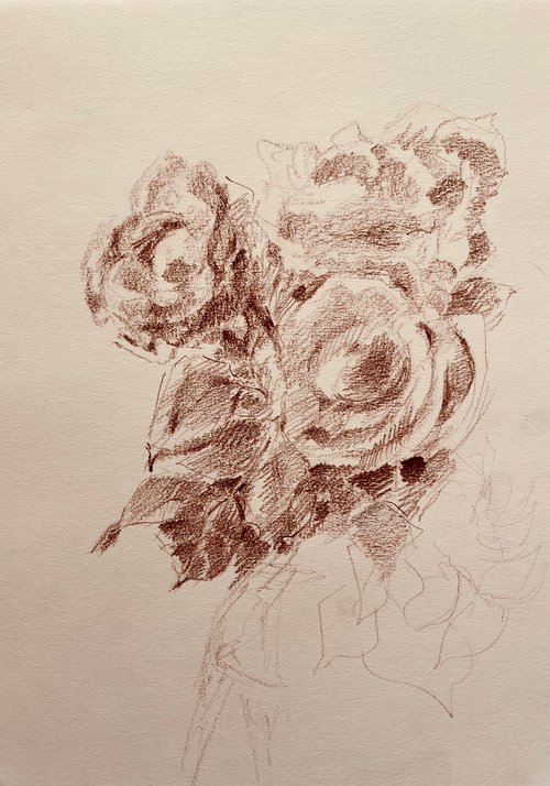 Roses #3 2020. Original charcoal drawing by Yury Klyan