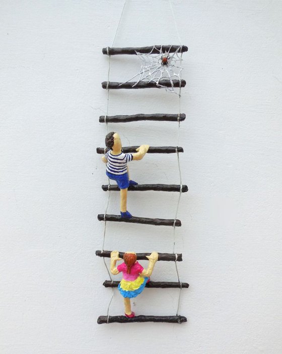 Ladder Climbers Paper Sculpture