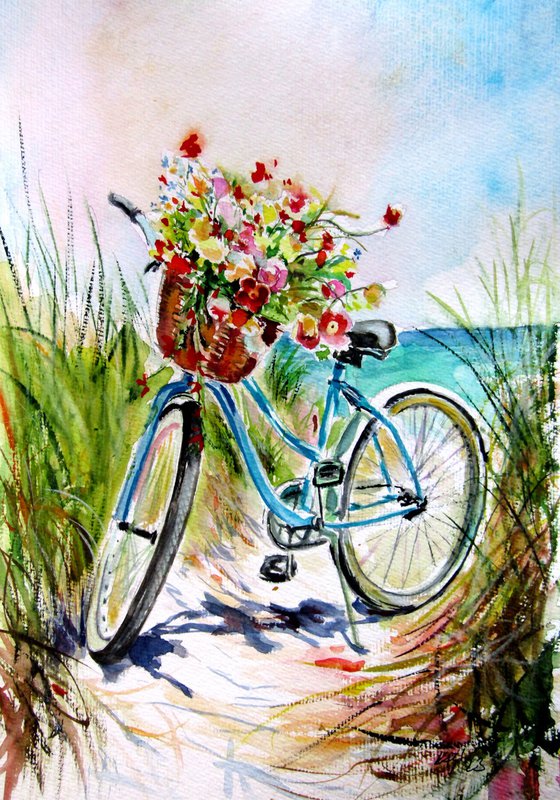 Colorful bouquet with bycicle