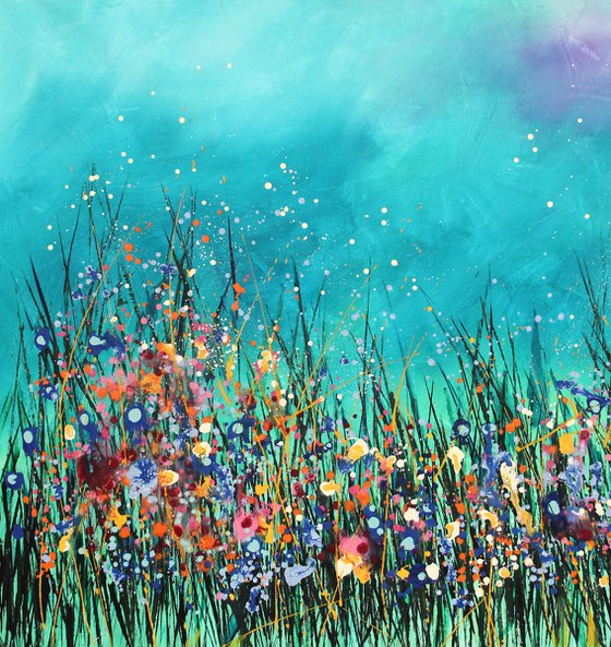 Underwater Love#2 - Super sized original abstract floral landscape