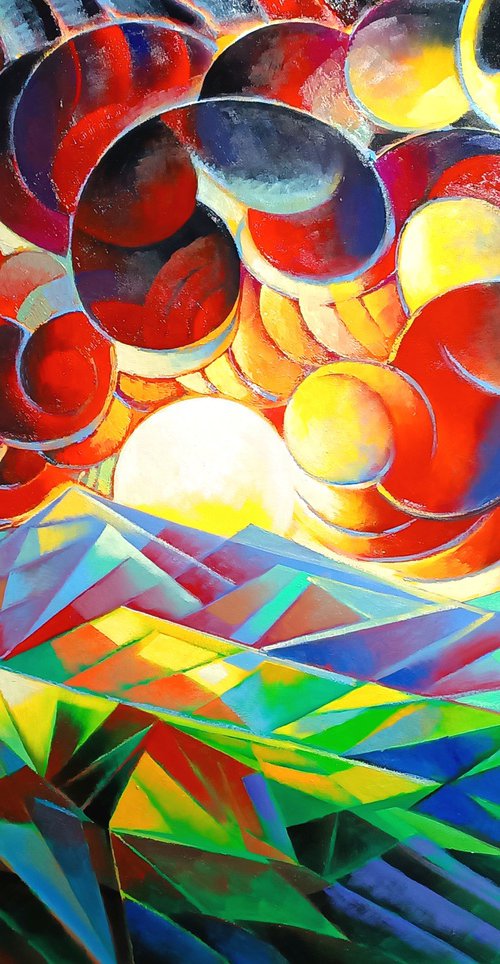 Sunset (100x80cm, cubism, oil painting) by Artrun Asatrian
